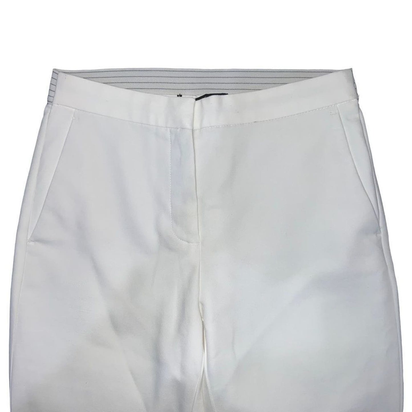 Zara White Straight Leg Cuffed Pants Size XS