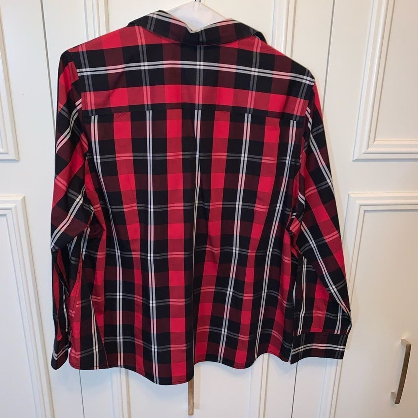 Investments Gold Label Red Plaid Button Front Shirt 16W