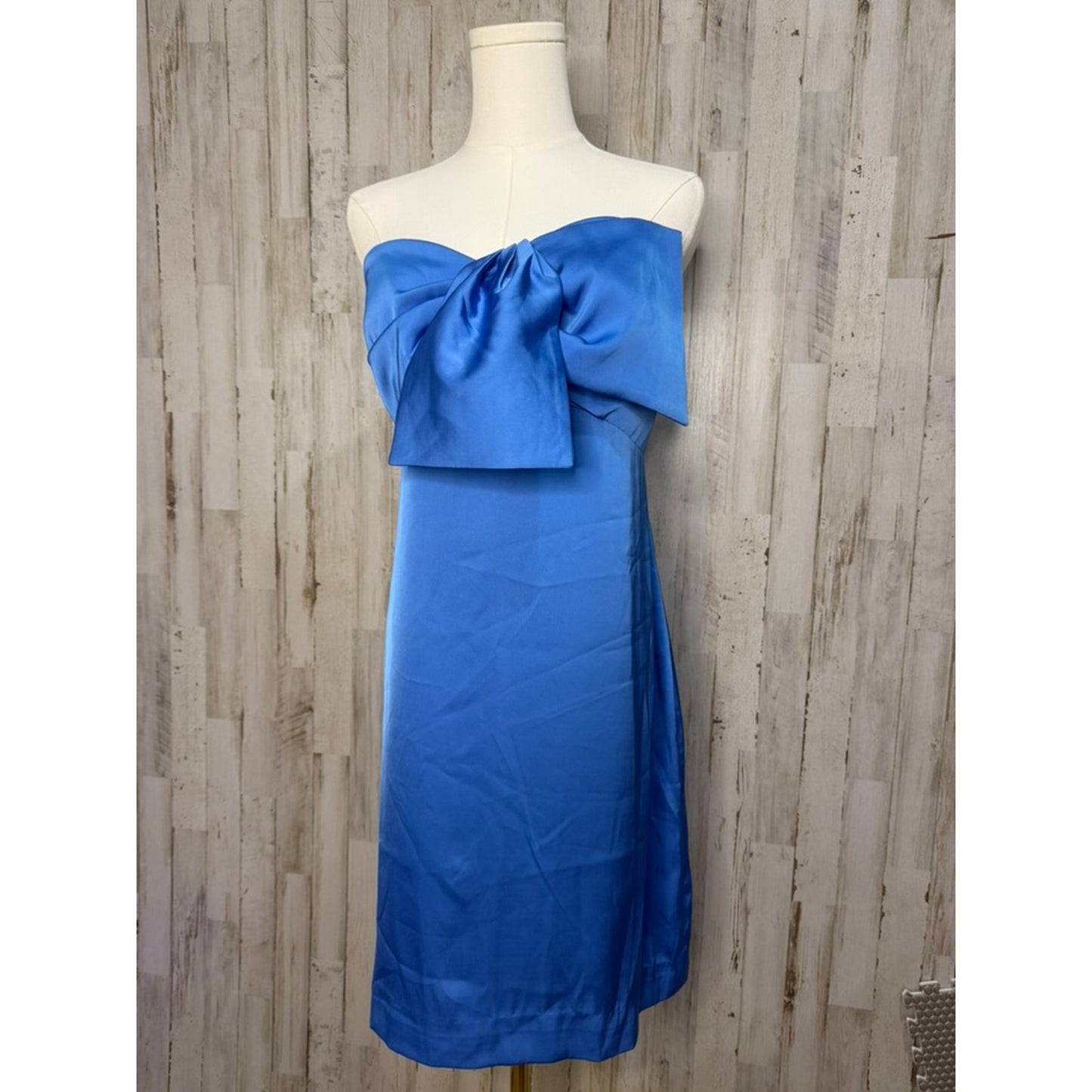 NWT Lilly Pulitzer Women's Carlynn Strapless Bow Satin Dress Blue Size 16
