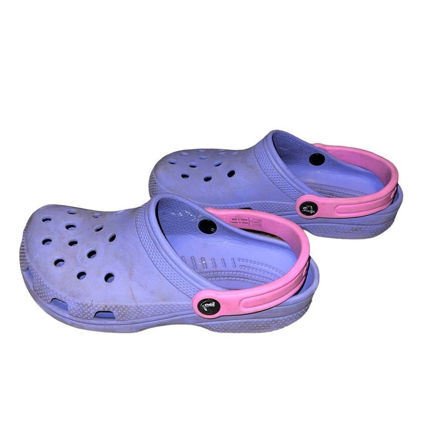 Purple Crocs with Pink Strap Size 4