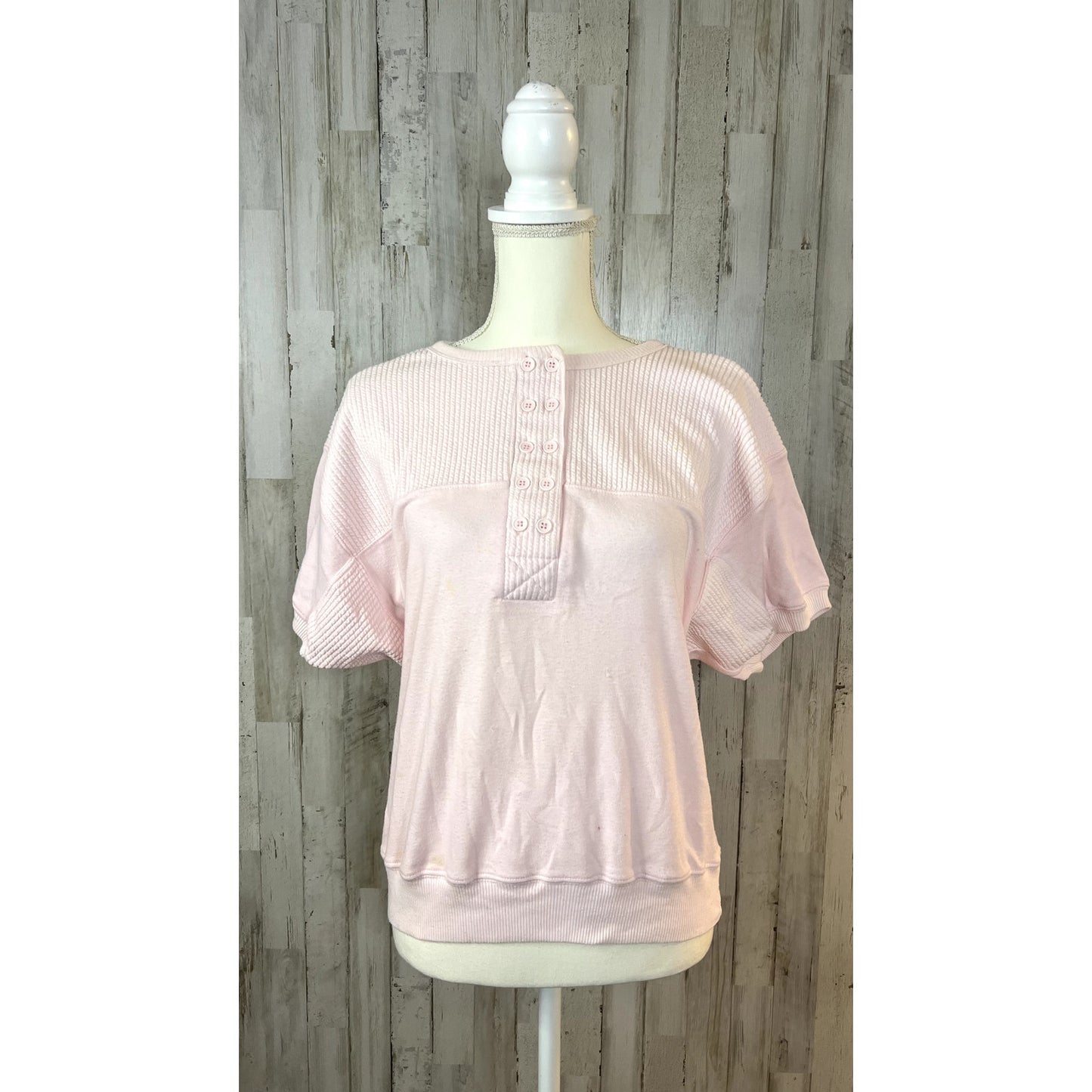 Vintage Colter Bay Women's XL Vintage Pink Henley Button-Up Short Sleeve Top