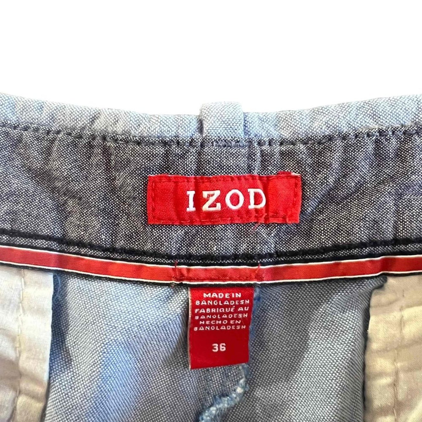 IZOD Chino Shorts Mens Waist 36 Light Blue Flat Front Casual Golf