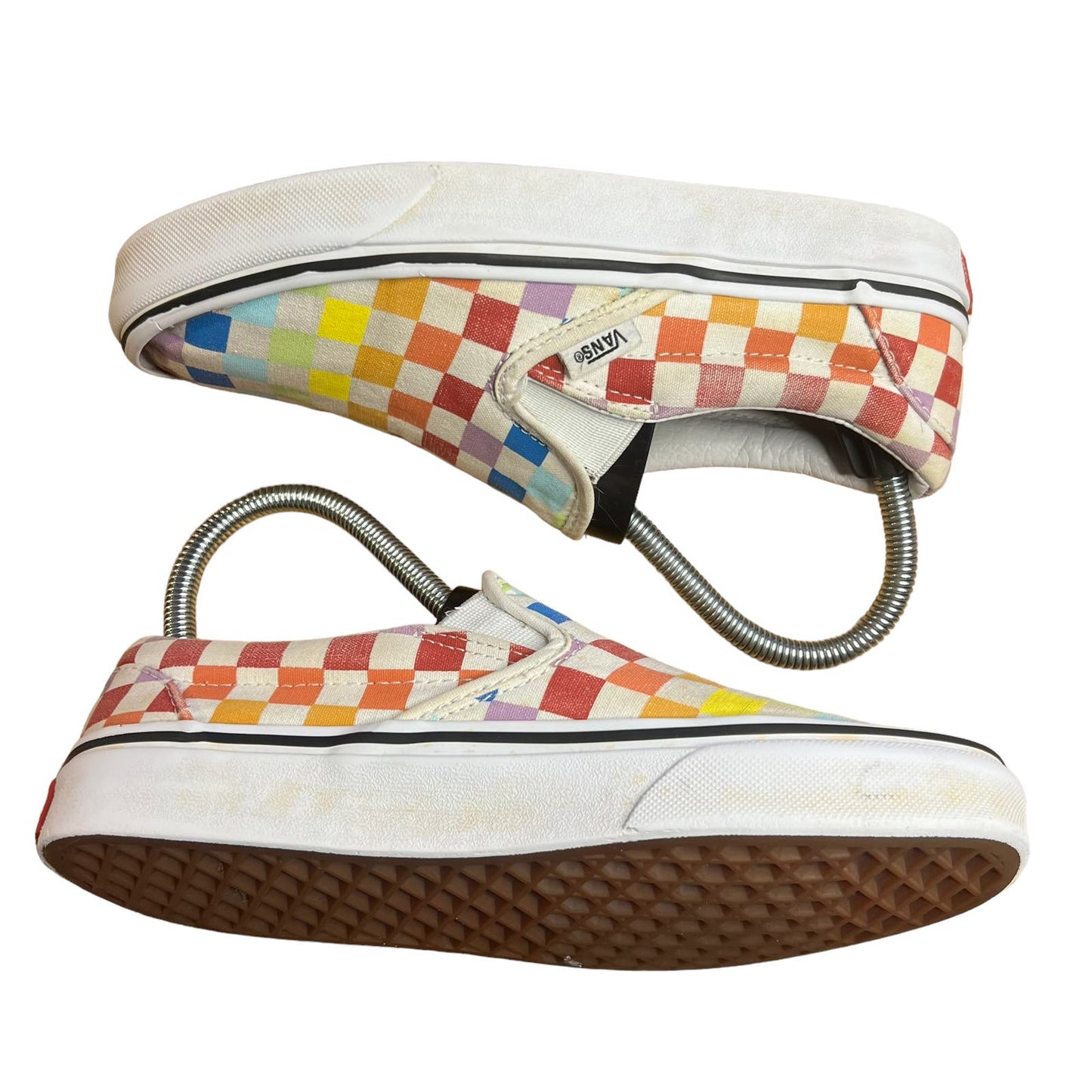 Vans Classic Slip-On Canvas Rainbow Checkerboard Slip-on Unisex Shoes M6.5/W8