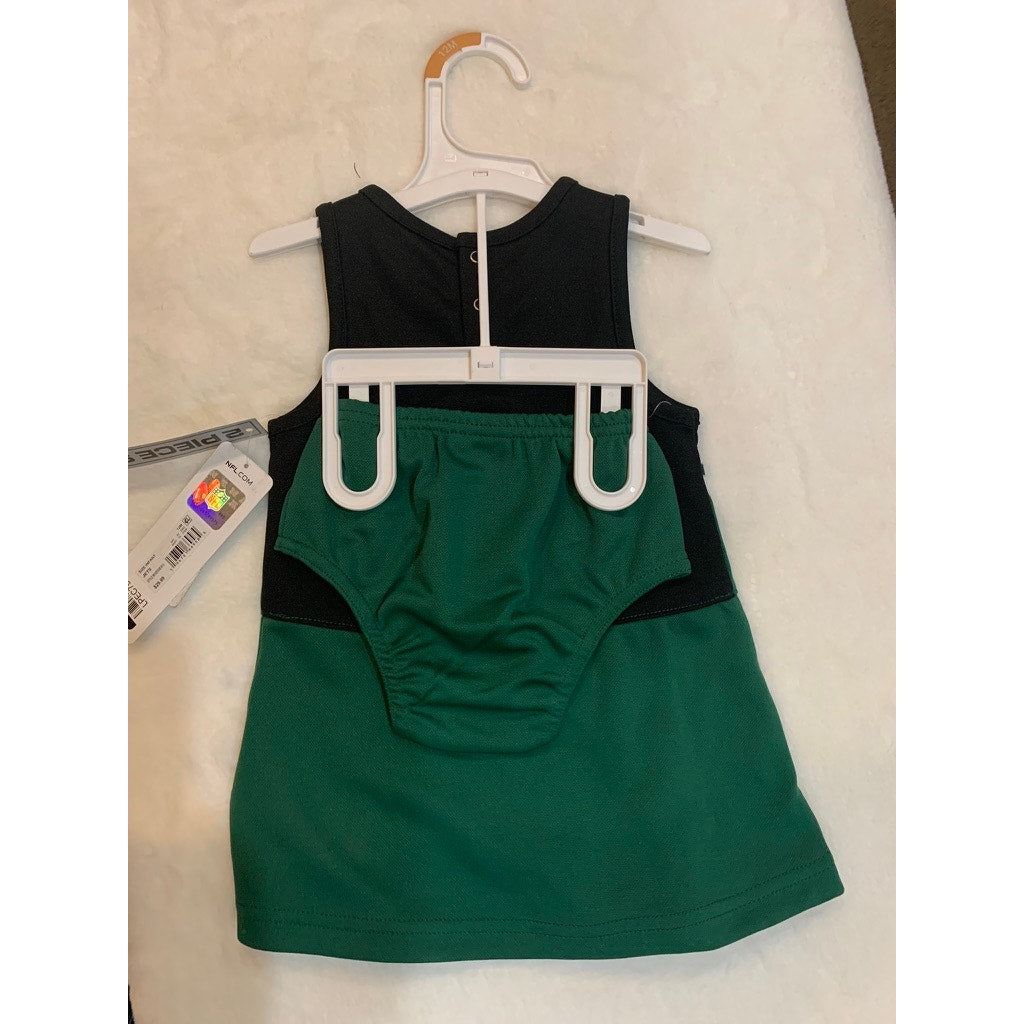 NWT NFL New York Jets Infant Cheerleader Dress Set 12M Green Football