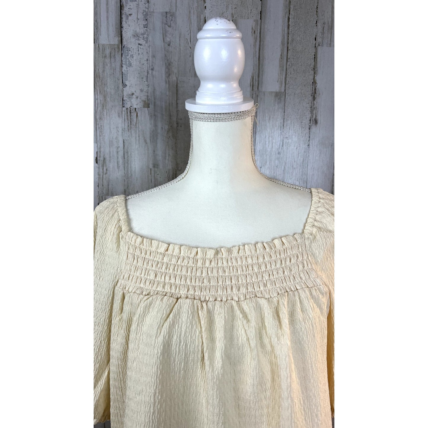 Sanctuary Women's Small Ivory Square Neck Puff Sleeve Blouse Casual Spring Top