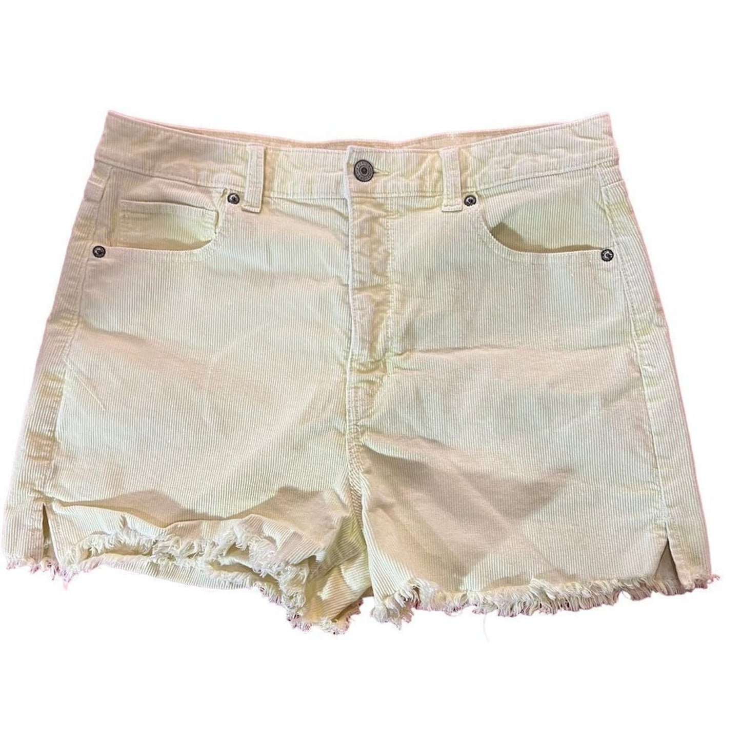 American Eagle Women Yellow Stretch Corduroy Mom Shorts Size 12