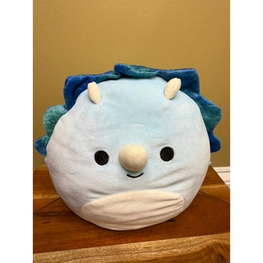 Squishmallows Malik the Triceratops Blue Dinosaur Plush Toy Medium 10"