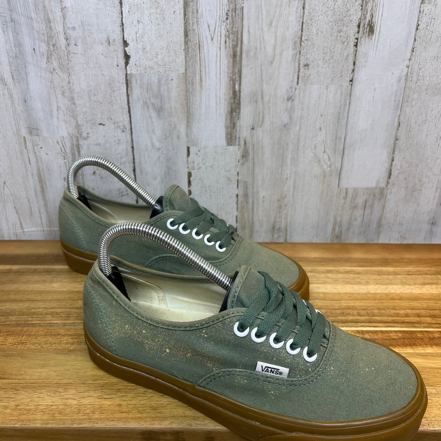 Vans Men's Authentic Low-Top Trainers Green Bleach Canvas Men's 6.5/ Women's 8.0