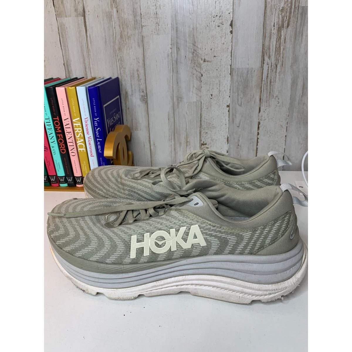 Hoka Gaviota 5 Running Shoes Size 11.5 Gray Sage Cushioned Athletic Sneakers
