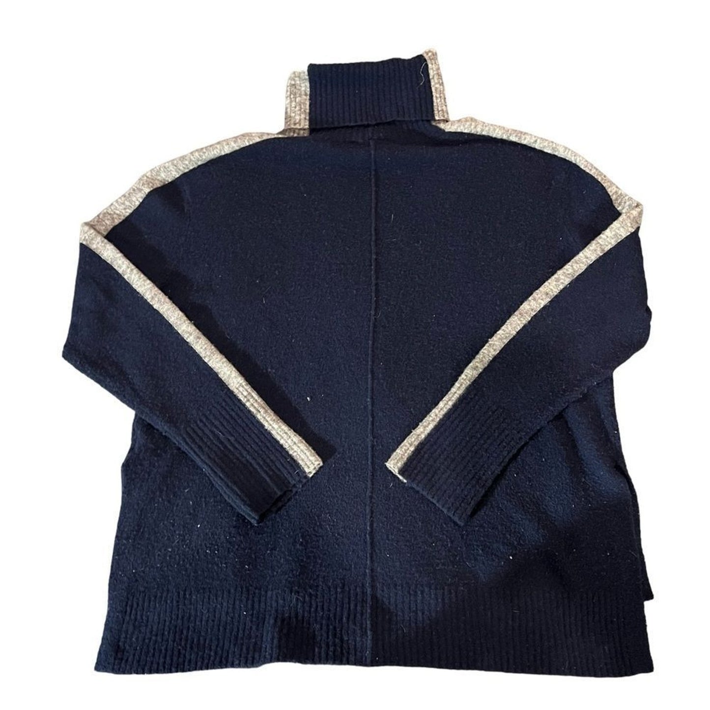 Athleta Sweater Womens Size Medium Navy Blue Mock Neck Pullover Contrast Trim