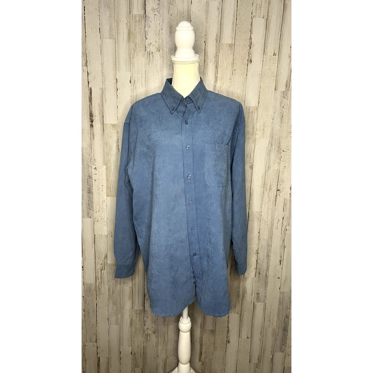 Vintage Sun River Men's Blue Long Sleeve Button-Up Shirt Size Medium Casual