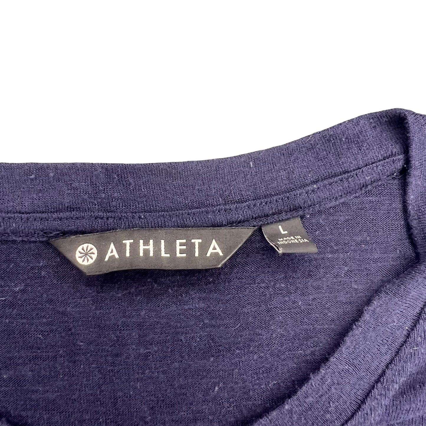 Athleta Women's Large Navy Blue Sleeveless Round Neck Split Hem Tank Top