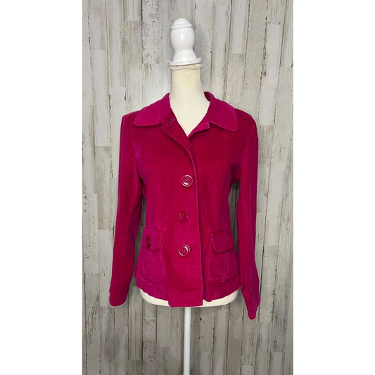 Talbots Petites Women's Pink Corduroy Jacket Size 10 Casual Button-Up