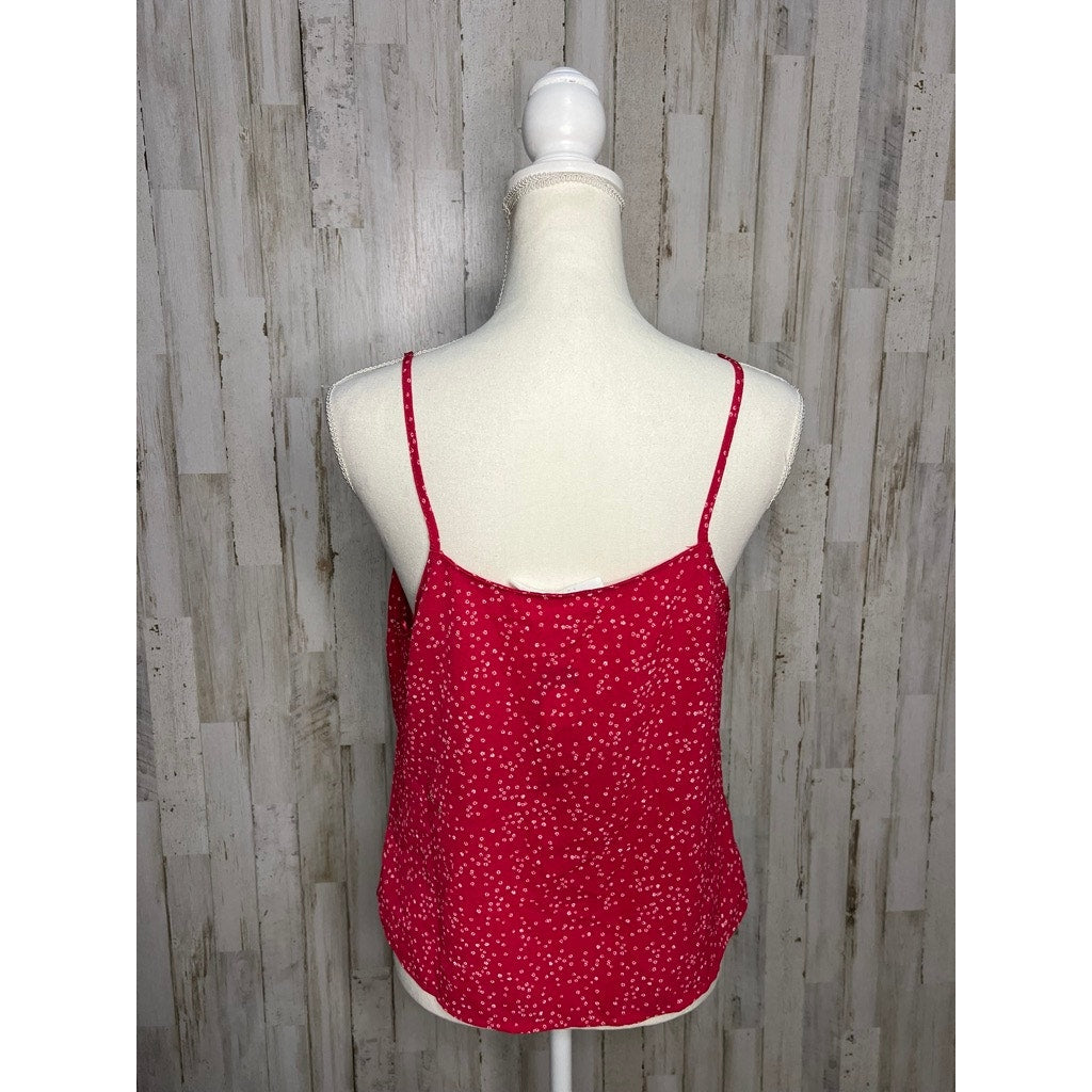 NWT Lush Women's Medium Red Floral Knot Front Cami Blouse Sleeveless Casual