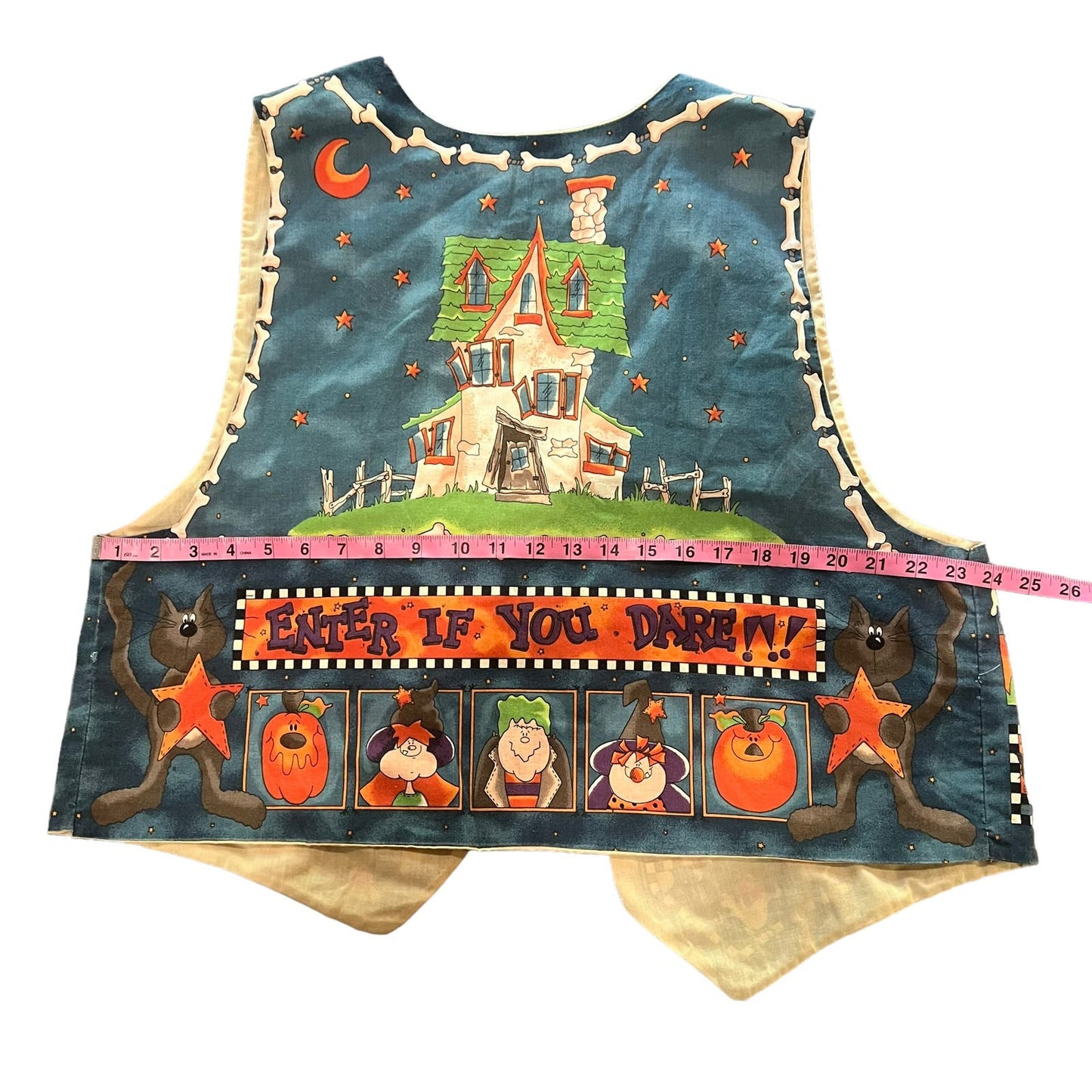 VINTAGE Women's Halloween Haunted House Reversible Quilted Handmade Vest Size XL