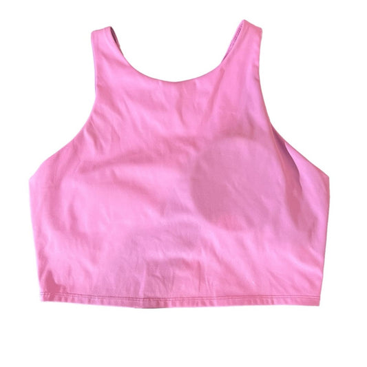 Women's Pink Padded Activewear Crop Top with Built in Bra Size Large