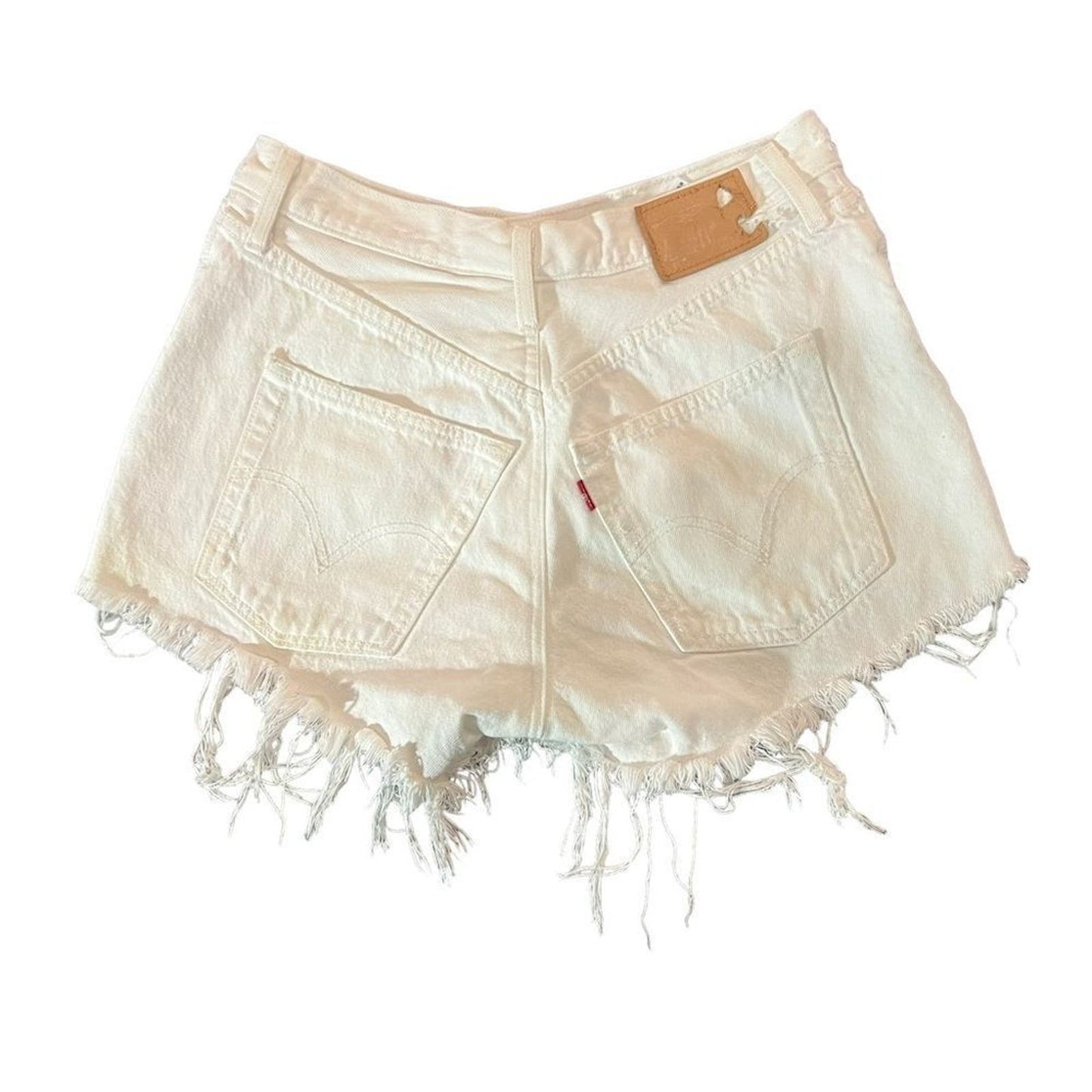 Levi's White Denim Shorts With Raw Hem / Frayed Ends Size 30