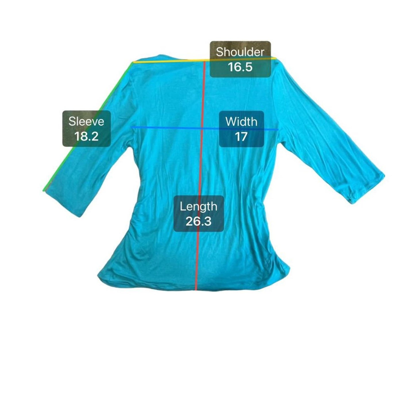 Norm Thompson Plus Size 1X Turquoise V-Neck 3/4 Sleeve Wrap Front Blouse