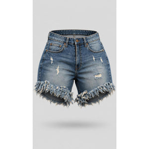 No Boundaries Light Hi-Rise Fray Hem Denim Shorts Size 11