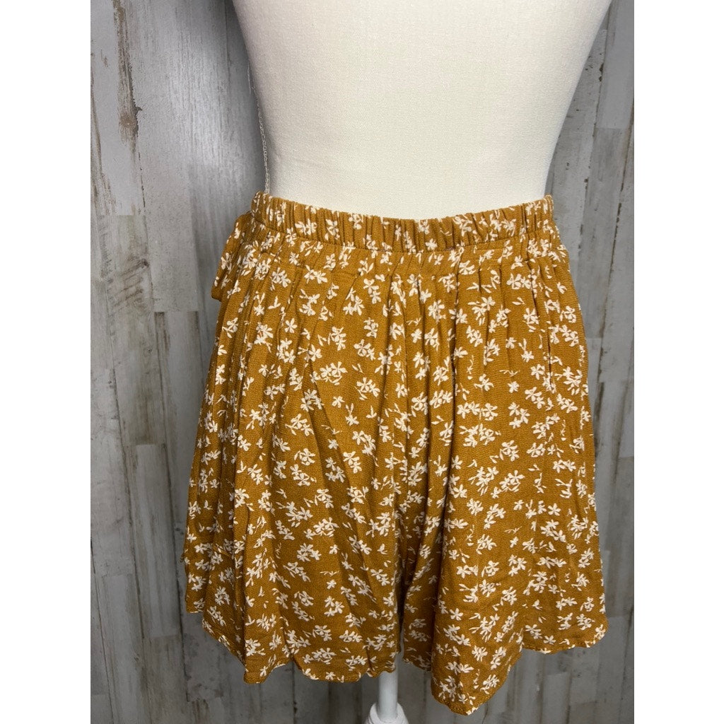 Vestique Women's Yellow Floral Ruffle Wrap Skort Size Small Summer Casual