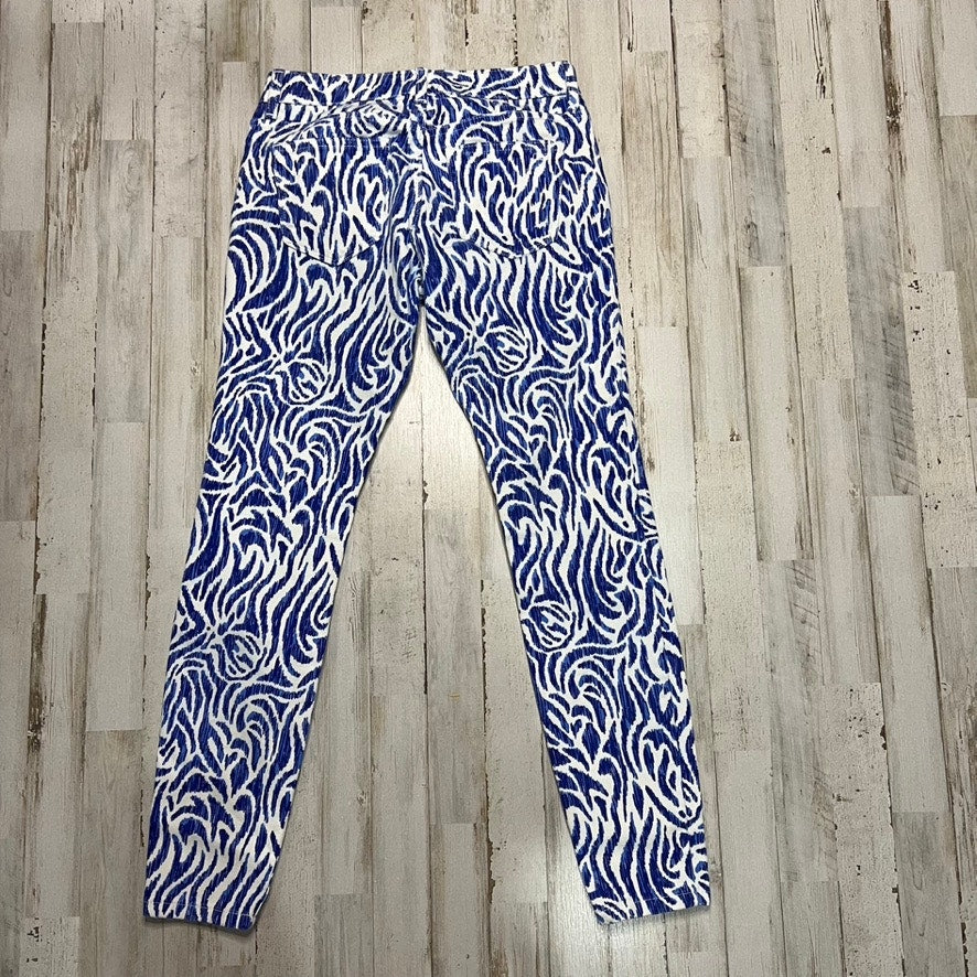 Vineyard Vines Women's Size 2 White & Blue Zebra Print Skinny Jeans