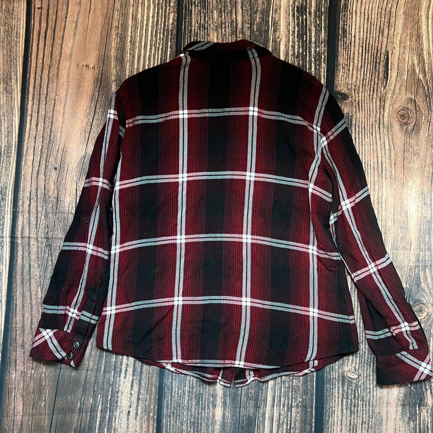 Sanctuary Women's Plaid Button-Up Shirt Red Long Sleeve Size Large