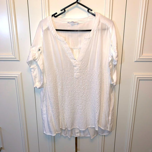 Anthropology Jane + Delancey White Gauze Tunic 1X