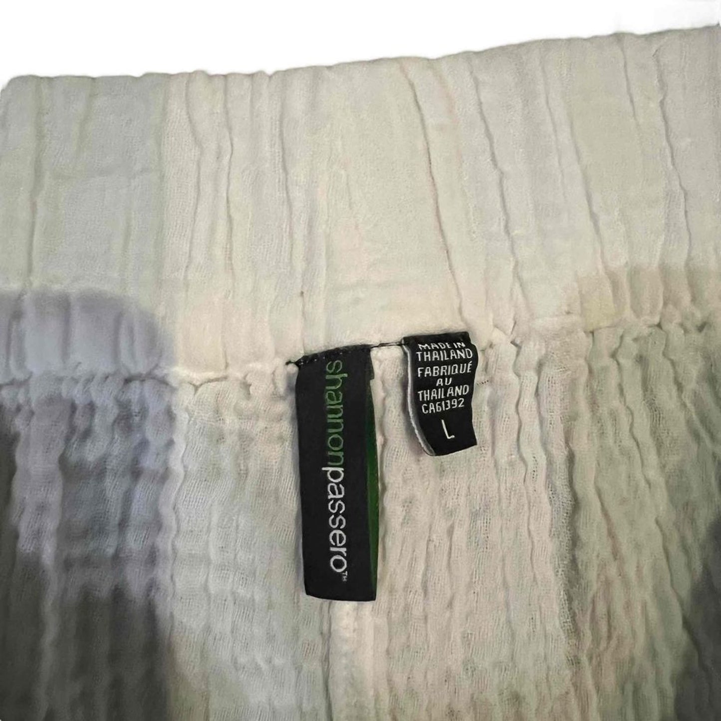 Shannon Passero Pants Womens Size Large White Gauze Pull-On Elastic Waist