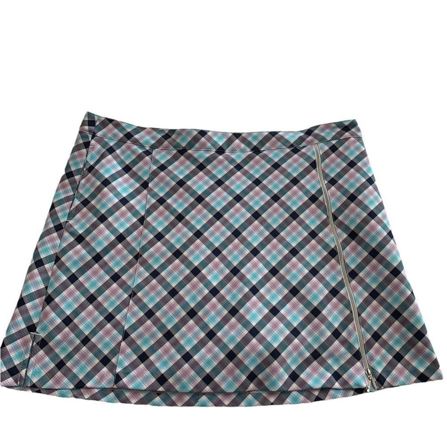 Lady Hagen Skort Womens Size 14 Plaid Blue Teal Purple Golf Tennis Side