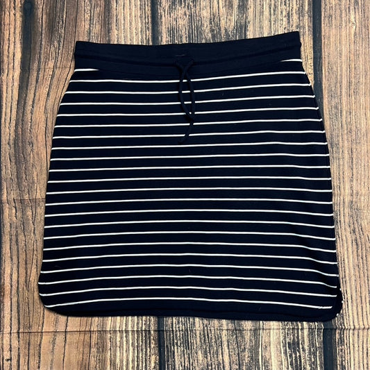 NWT Talbots Women's Large Petite Knee Length Striped Skirt Black White