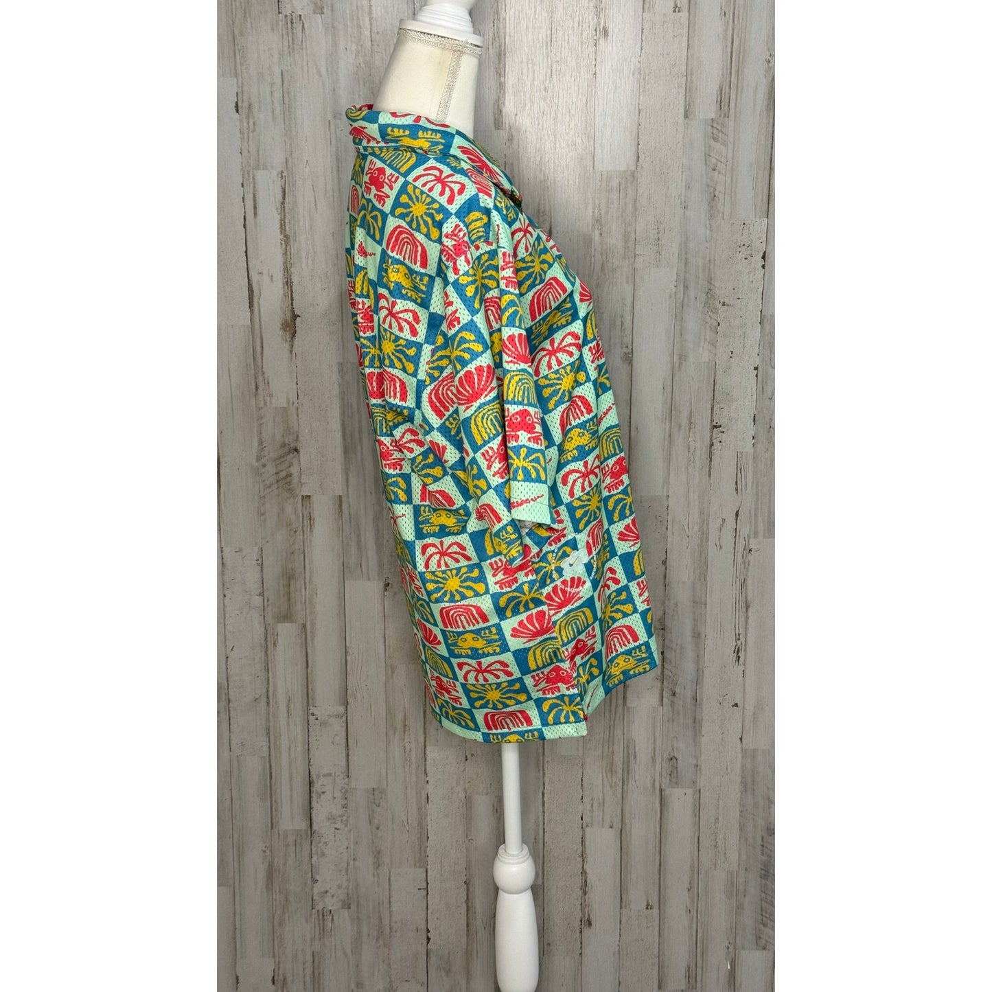 Nike Mesh Button-Up Hawaiian Resort Camp Shirt Men's Small DRI-FIT