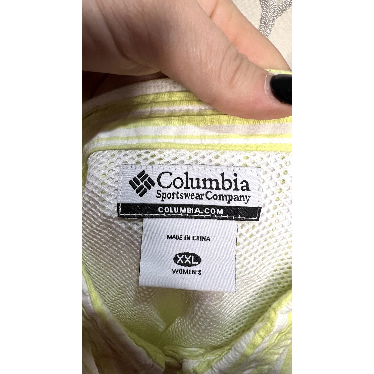 Columbia Women's 2XL Green Striped Vented Fishing Shirt 3/4 Sleeve