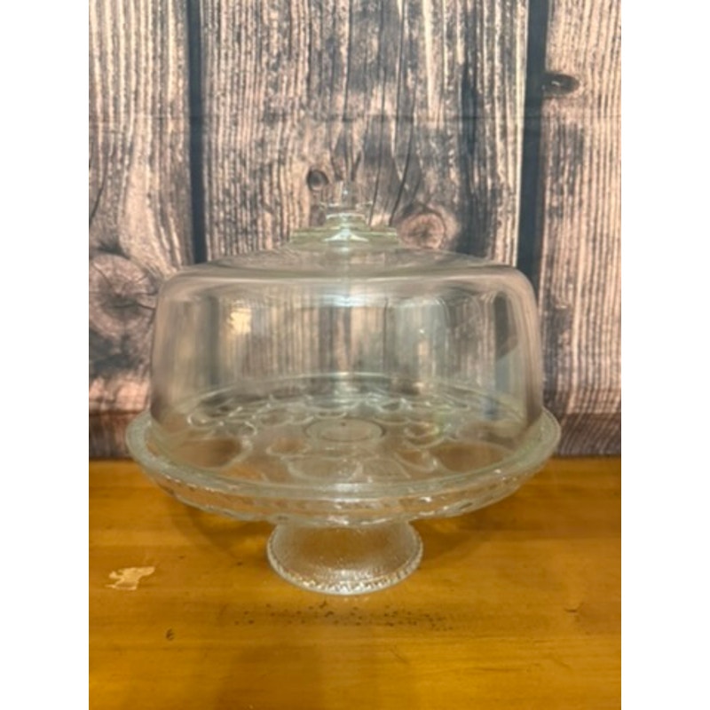 Fruit Embossed Cakeplate & Dome Set Clear Elegant Design 12"