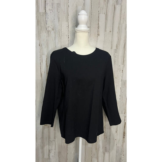 NWT Talbots Women's XL Black Long Sleeve Crew Neck Top